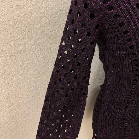 Mesh Knit Top with Metallic Purple Threading - Picture 3 of 5